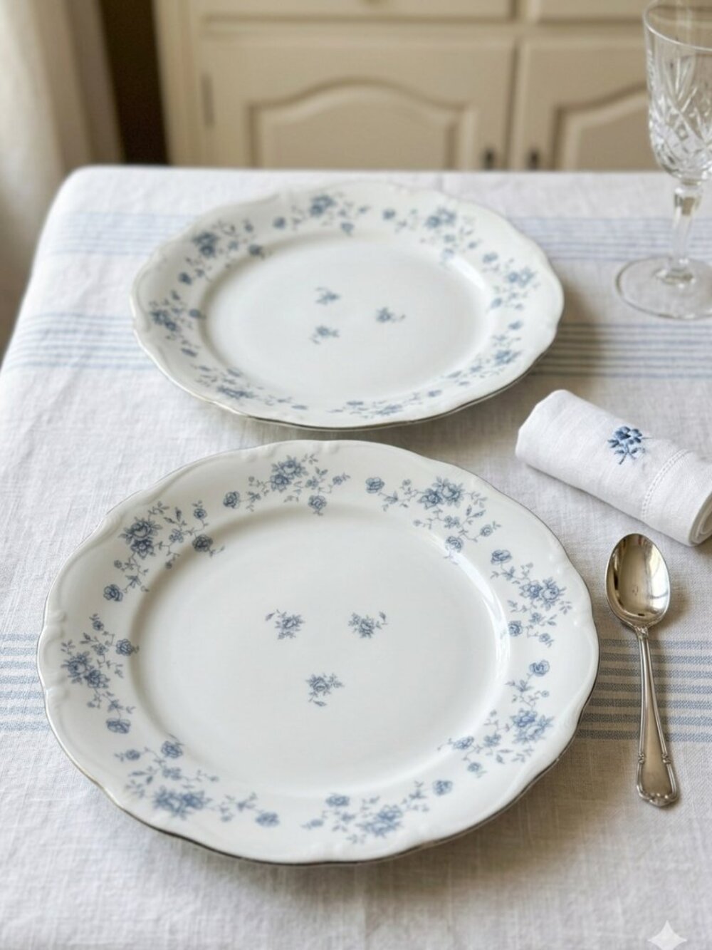 Vintage‎ Johann Haviland Blue Garland Bavaria Germany 10” Dinner Plates Set of 2